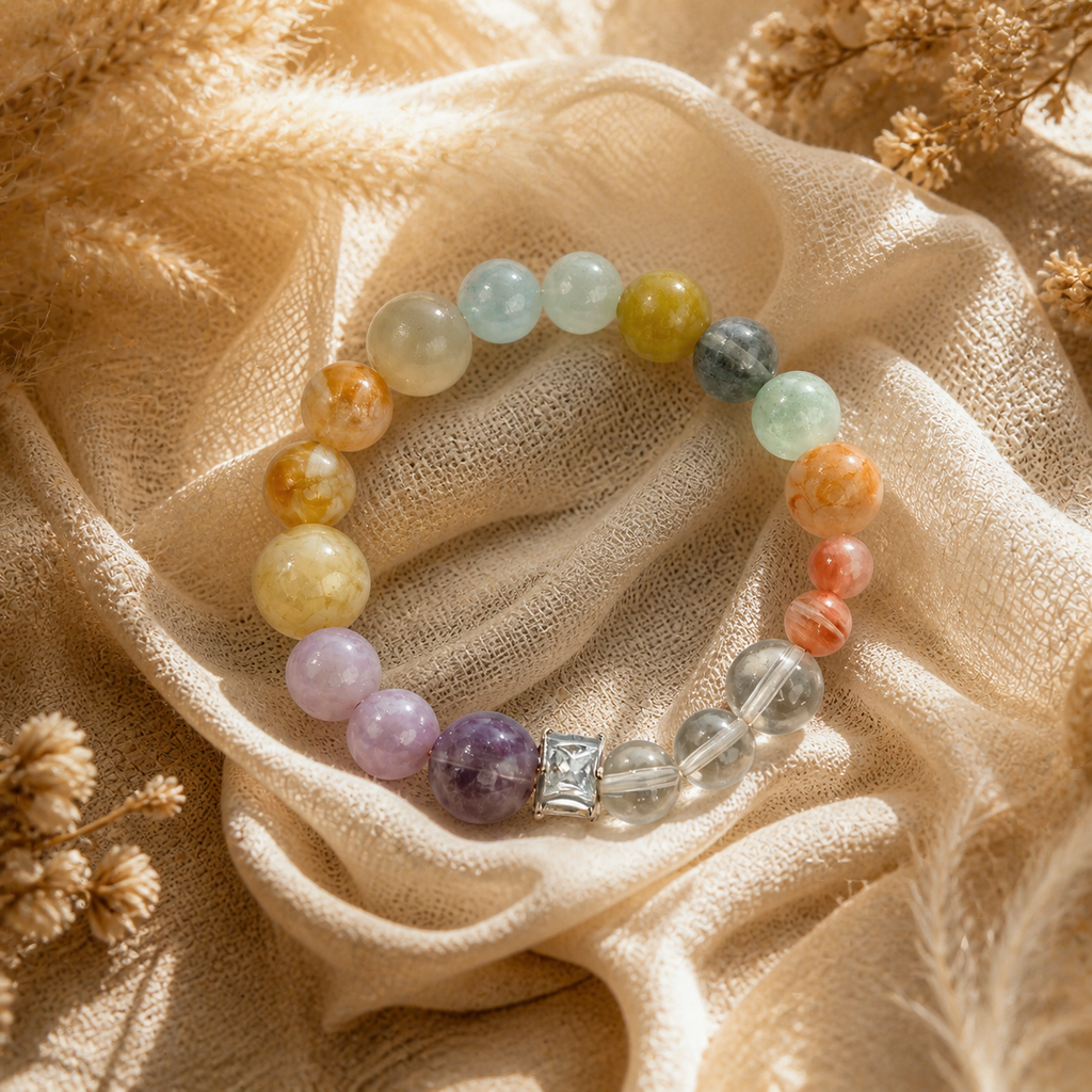 Colorful Mixed Natural Gemstone Beaded Stretch Bracelet | Made to Order