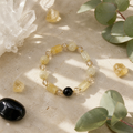 Genuine Natural Citrine & Obsidian Beaded Stretch Bracelet, Hand‑Crafted Mixed Natural Gemstone | Made To Order