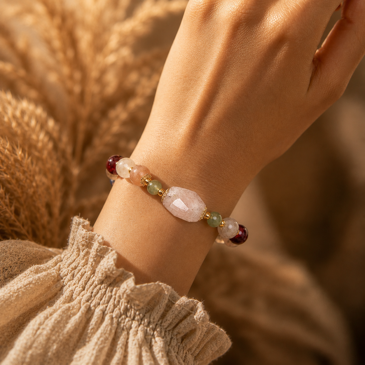 Warm‑Tone Multicolor Mixed Gemstone Stretch Bracelet | OraGem Studio