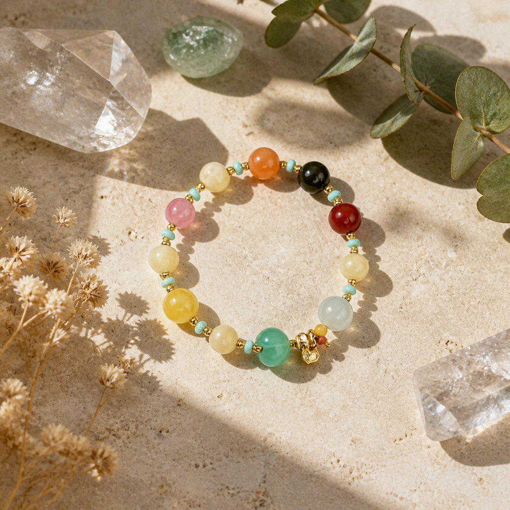 Genuine Multicolor Natural Gemstone Beaded Bracelet, Hand‑Strung Mixed Gemstone | Made To Order