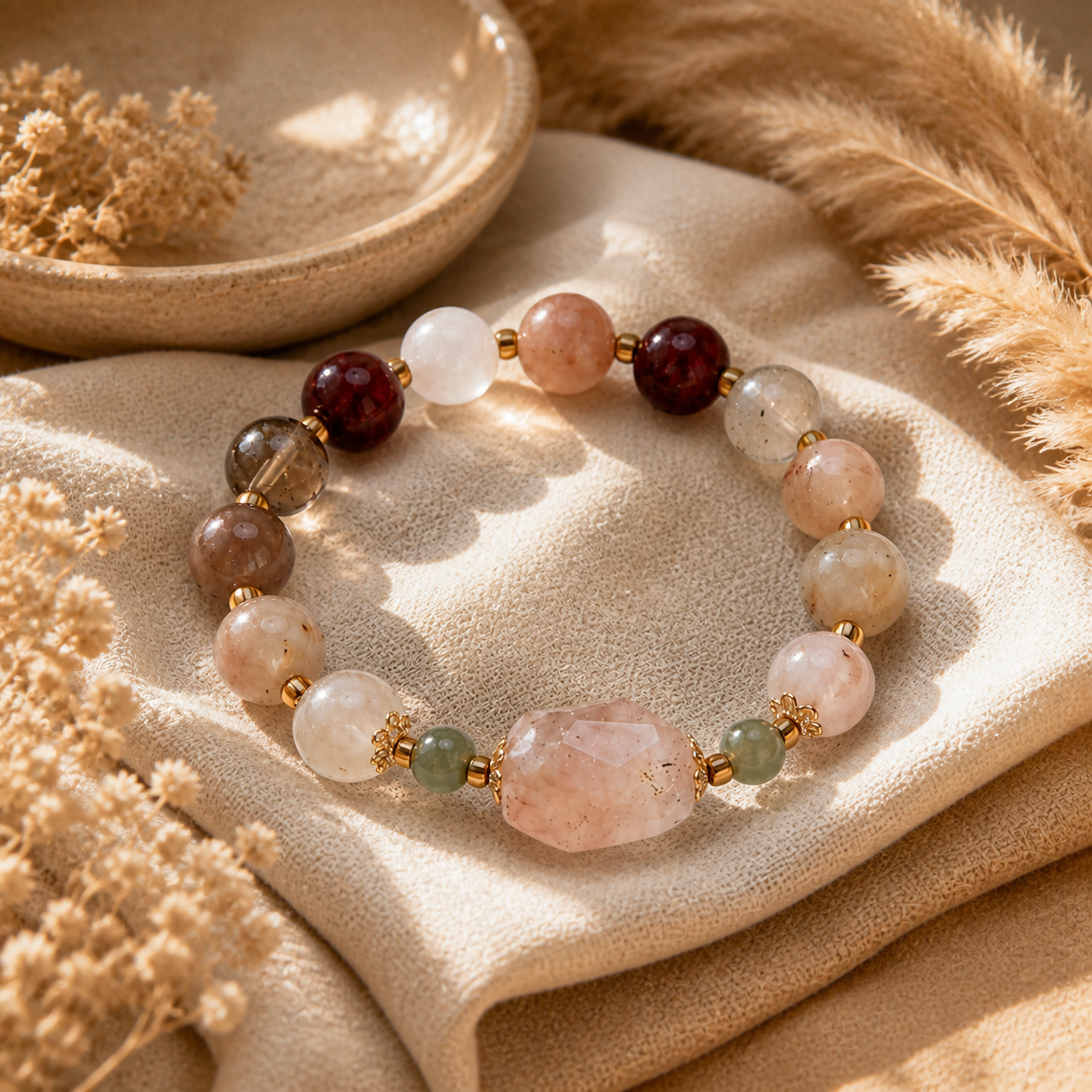 Warm‑Tone Multicolor Mixed Gemstone Stretch Bracelet | OraGem Studio